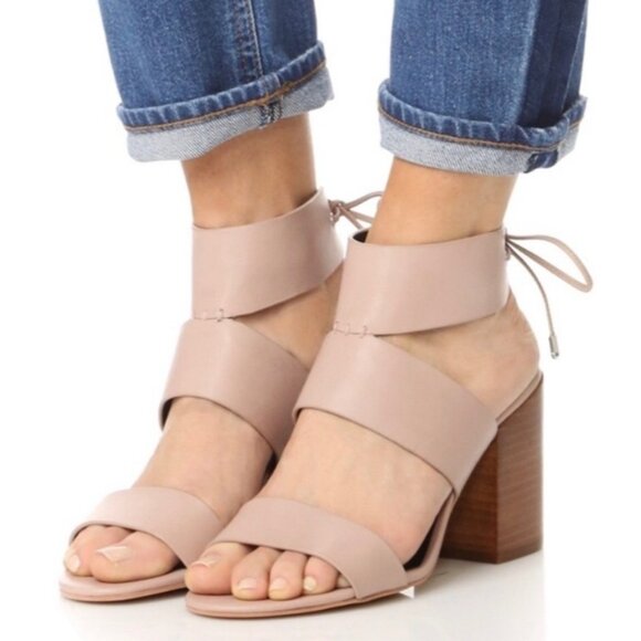 Rebecca Minkoff Christy Leather Strappy Heeled Sandals Size 9 - Picture 1 of 15